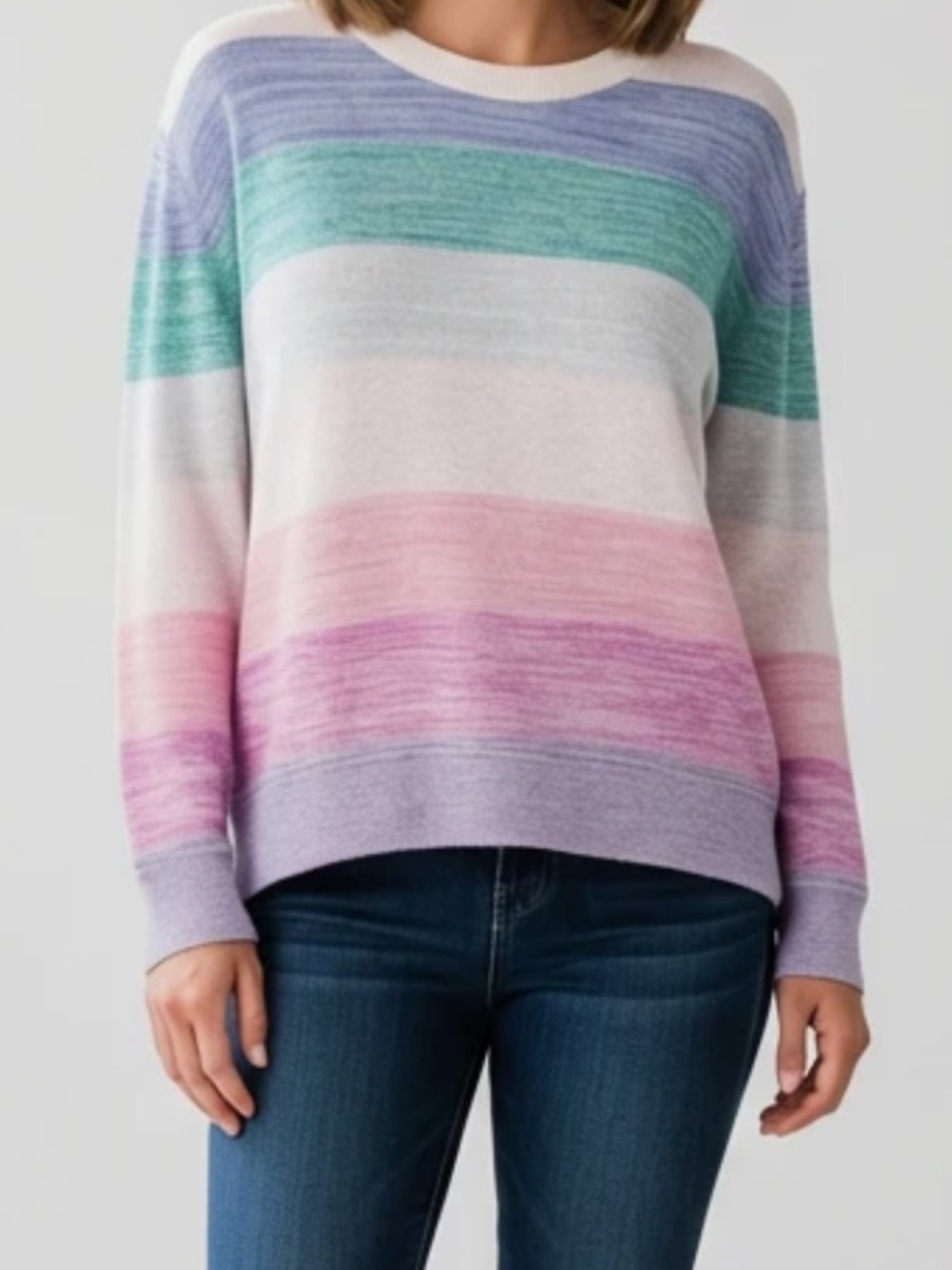 Splendid Ombré Striped Sweater, Lightweight Crewneck, Sz S